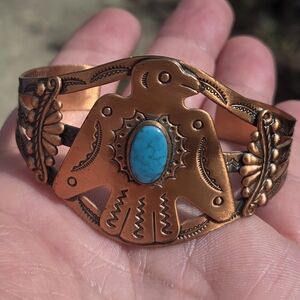 Vtg. Thunderbird Copper/turquoise Bracelet.